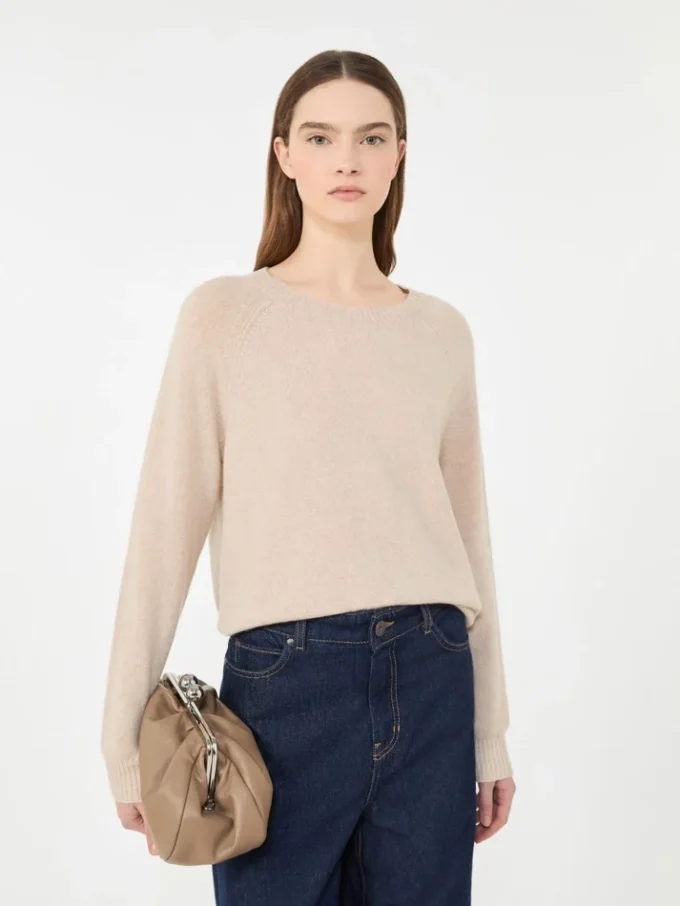 Cashmere crew-neck sweater, sand
