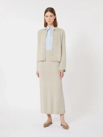 Argyle cashmere yarn skirt, beige