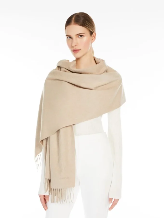 Cashmere logo stole, beige