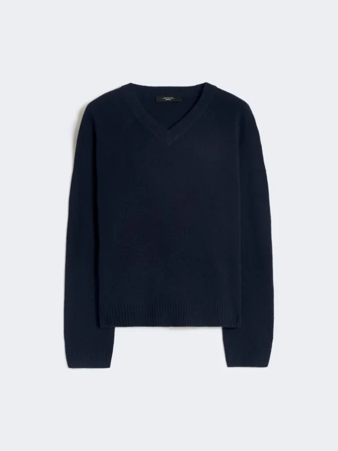 Cashmere v-neck sweater, navy