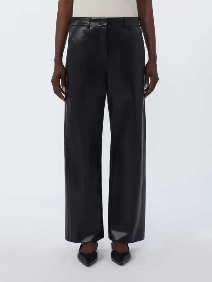 Coated fabric trousers, black