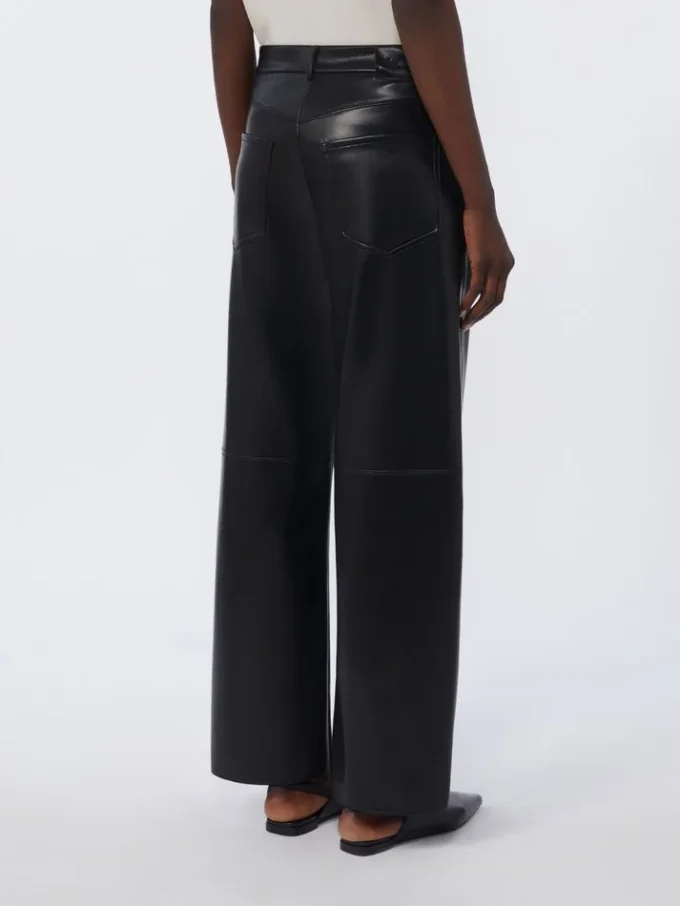 Coated fabric trousers, black