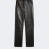 Coated fabric trousers, black