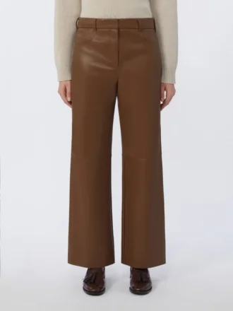 Coated fabric trousers, tobacco