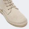 Combat boots in pure cashmere, beige