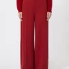 Compact jersey trousers, dark red