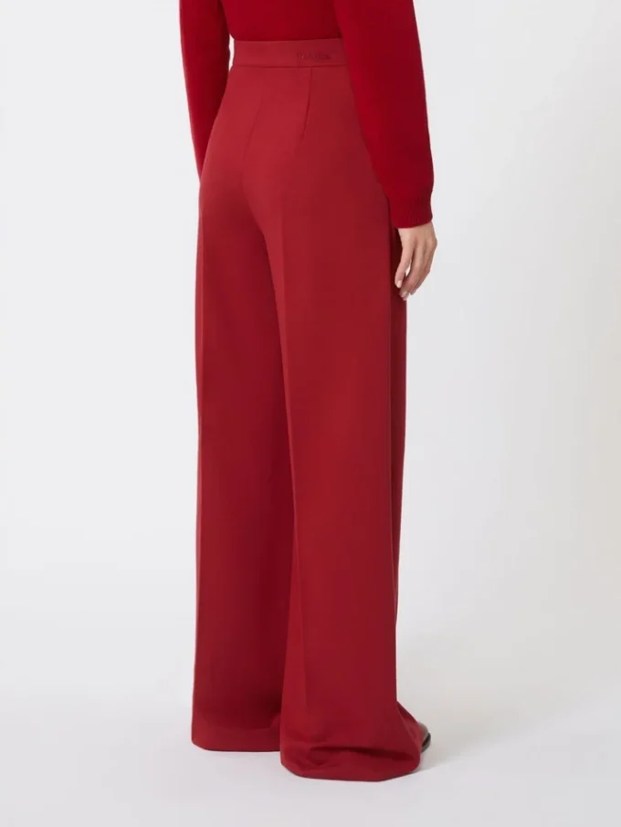 Compact jersey trousers, dark red
