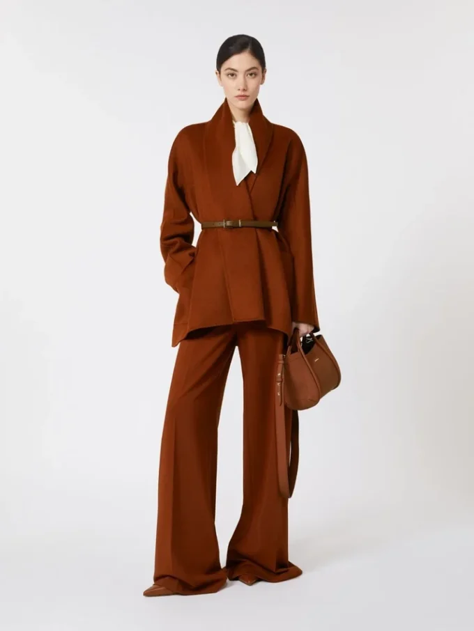 Compact jersey trousers, terra cotta