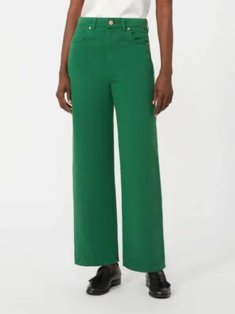 Cotton and linen 5-pocket trousers, green