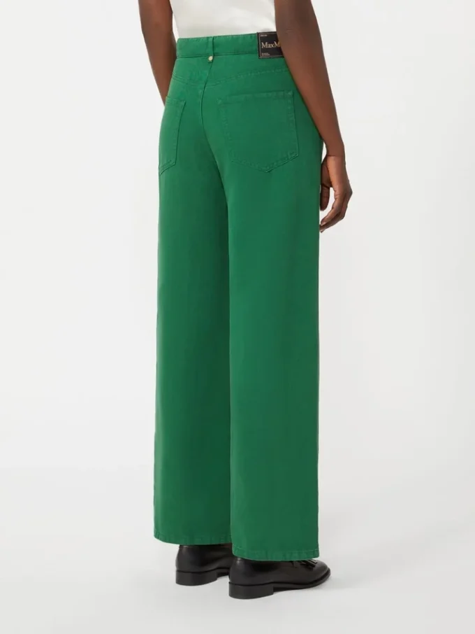 Cotton and linen 5-pocket trousers, green