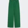 Cotton and linen 5-pocket trousers, green