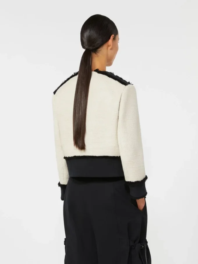 Cotton and linen basketweave jacket, beige