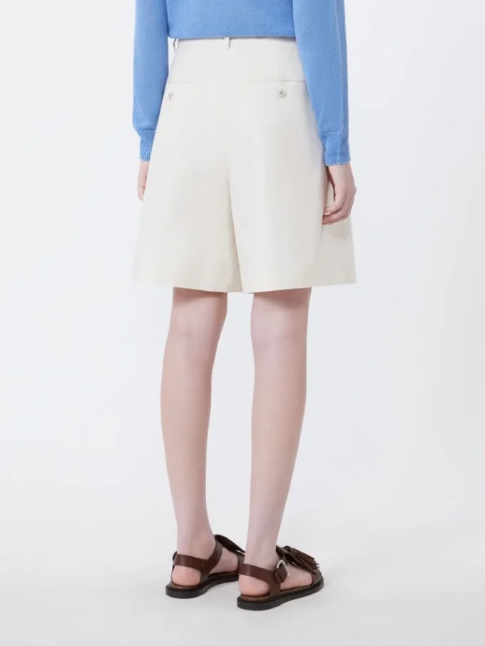 Cotton and linen canvas bermuda shorts, ecru