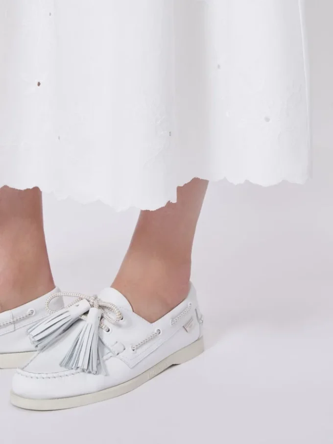 Cotton and linen canvas skirt, white