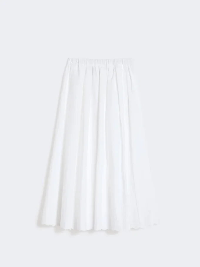 Cotton and linen canvas skirt, white
