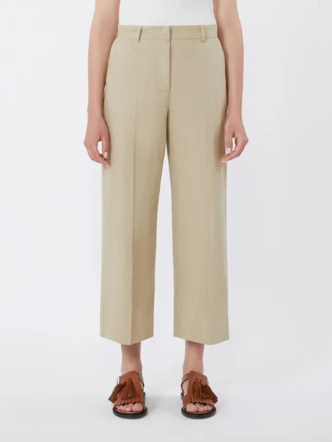 Cotton and linen canvas trousers, sand Cotton and linen canvas trousers, sand