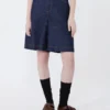 Cotton and linen denim bermuda shorts, navy Cotton and linen denim bermuda shorts, navy