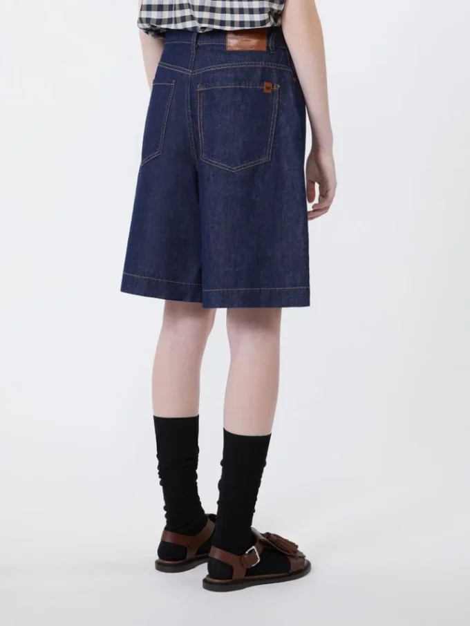Cotton and linen denim bermuda shorts, navy Cotton and linen denim bermuda shorts, navy
