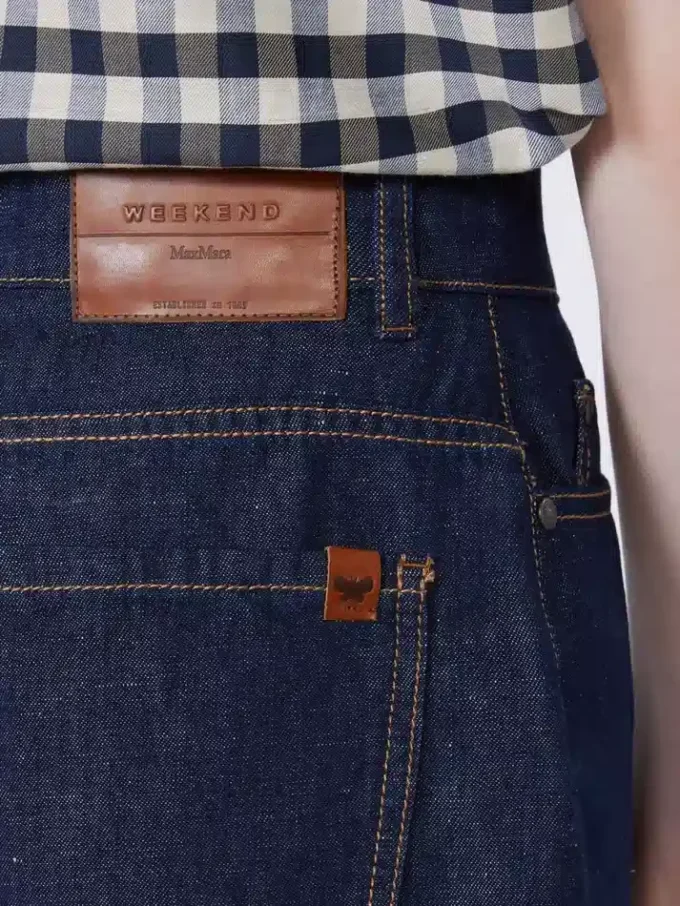 Cotton and linen denim bermuda shorts, navy Cotton and linen denim bermuda shorts, navy