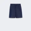 Cotton and linen denim bermuda shorts, navy Cotton and linen denim bermuda shorts, navy