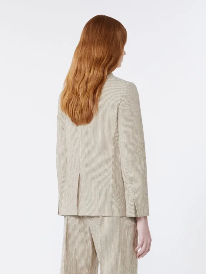 Cotton and linen seersucker blazer, sand