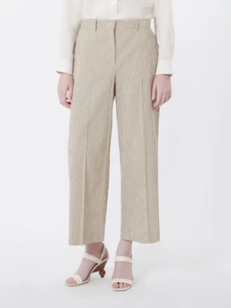 Cotton and linen seersucker trousers, sand