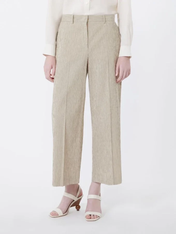 Cotton and linen seersucker trousers, sand Cotton and linen seersucker trousers, sand
