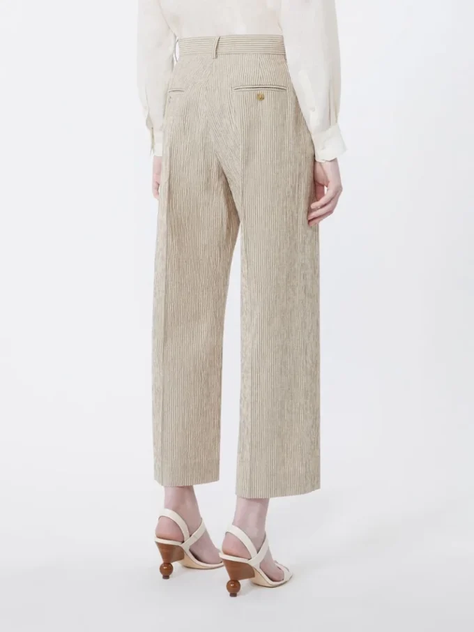 Cotton and linen seersucker trousers, sand Cotton and linen seersucker trousers, sand