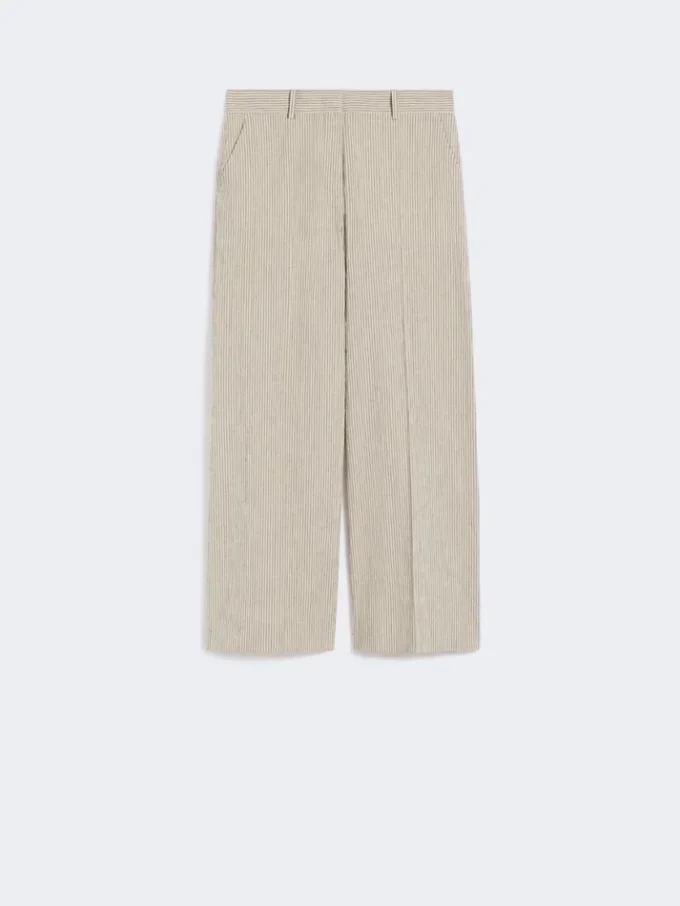 Cotton and linen seersucker trousers, sand Cotton and linen seersucker trousers, sand