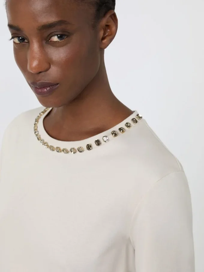 Cotton and modal t-shirt, beige