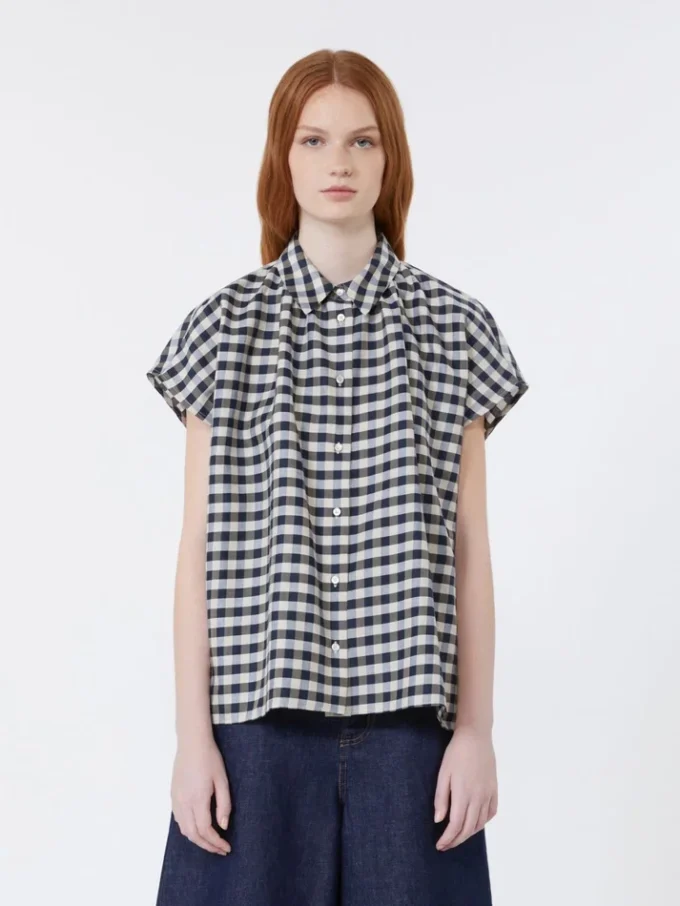 Cotton and ramie batavia shirt, navy Cotton and ramie batavia shirt, navy