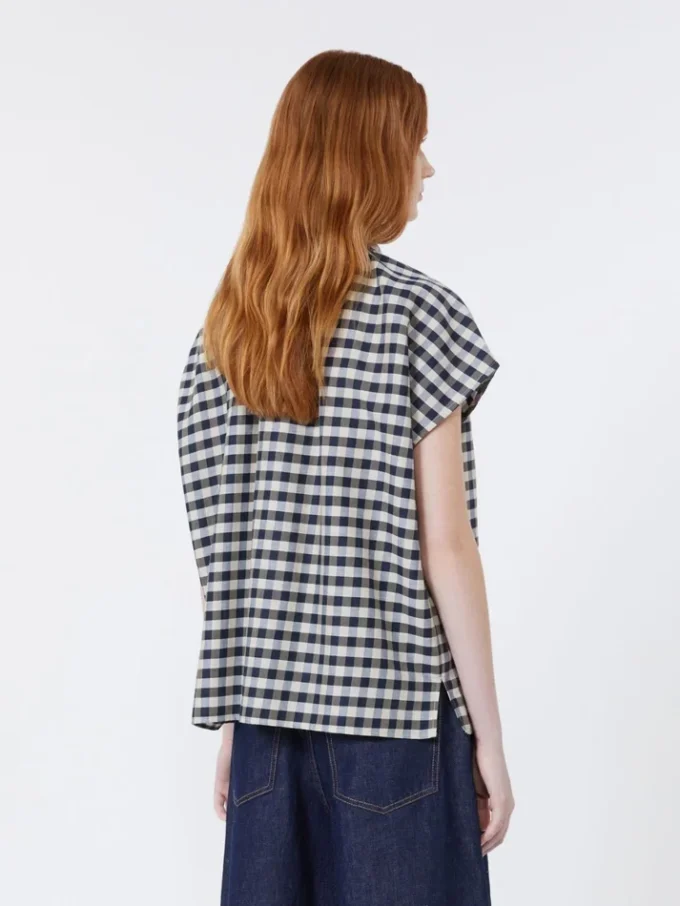 Cotton and ramie batavia shirt, navy Cotton and ramie batavia shirt, navy