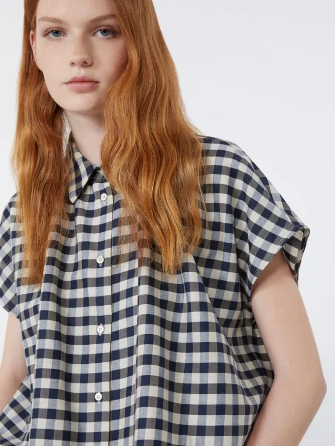 Cotton and ramie batavia shirt, navy Cotton and ramie batavia shirt, navy