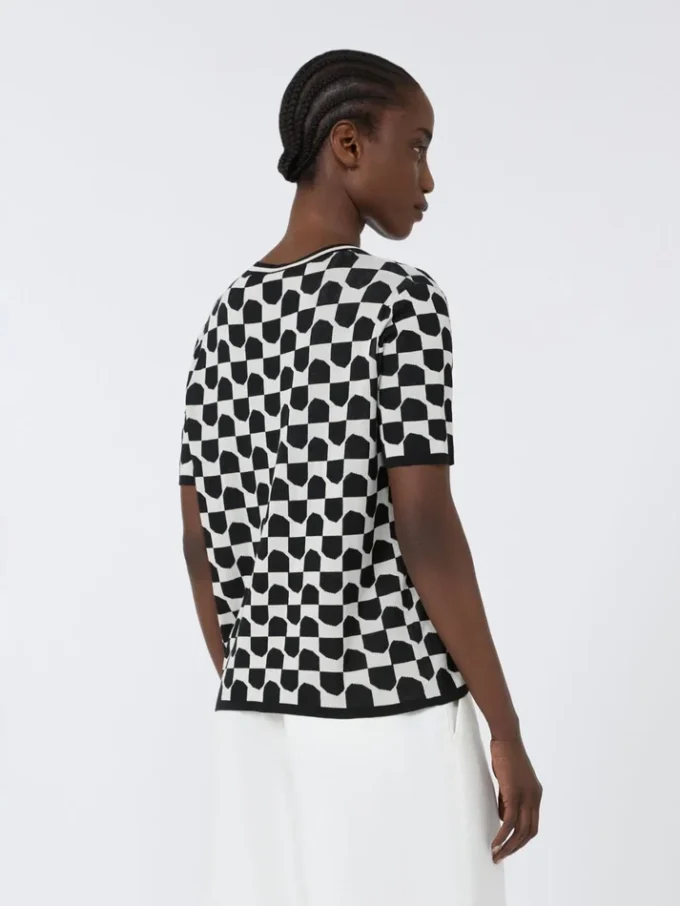 Cotton and viscose jacquard jumper, black Cotton and viscose jacquard jumper, black