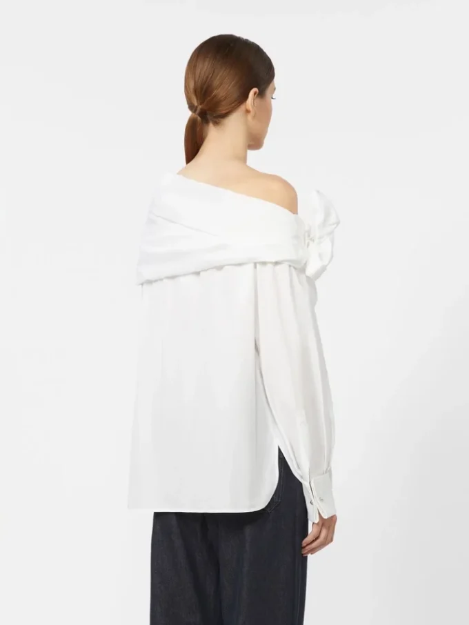 Cotton blouse with stole, optical white