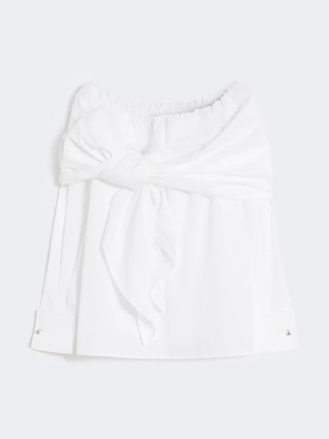 Cotton blouse with stole, optical white