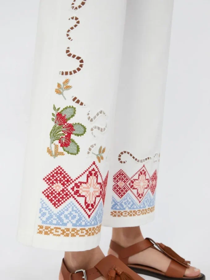 Cotton bull trousers, white