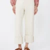 Cotton bull trousers with turn-ups, ecru Cotton bull trousers with turn-ups, ecru