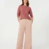 Cotton canvas wide-leg trousers, pink Cotton canvas wide-leg trousers, pink
