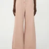 Cotton canvas wide-leg trousers, pink Cotton canvas wide-leg trousers, pink