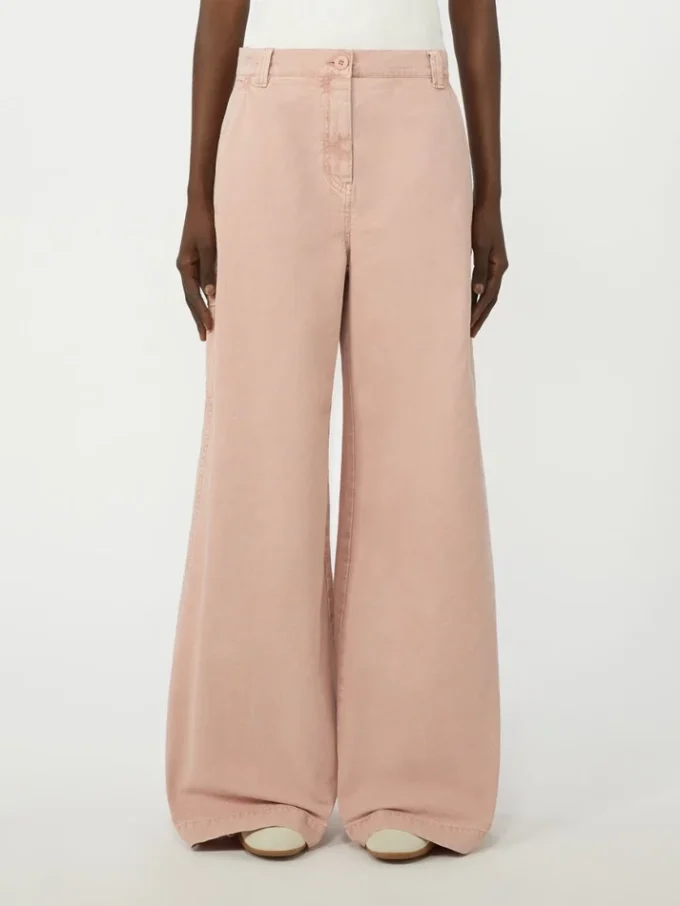Cotton canvas wide-leg trousers, pink Cotton canvas wide-leg trousers, pink