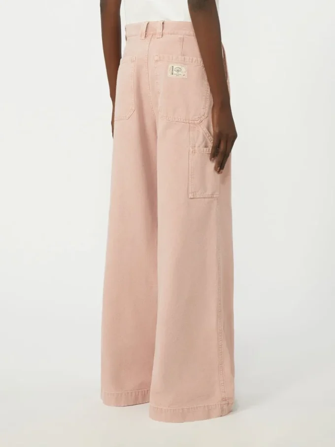 Cotton canvas wide-leg trousers, pink Cotton canvas wide-leg trousers, pink