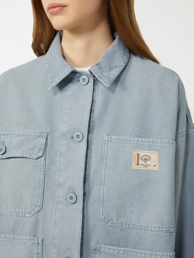 Cotton canvas workwear jacket, light blue