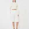 Cotton cordonnet cropped jumper, white Cotton cordonnet cropped jumper, white