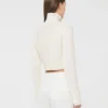 Cotton cordonnet cropped jumper, white Cotton cordonnet cropped jumper, white
