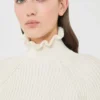Cotton cordonnet cropped jumper, white Cotton cordonnet cropped jumper, white