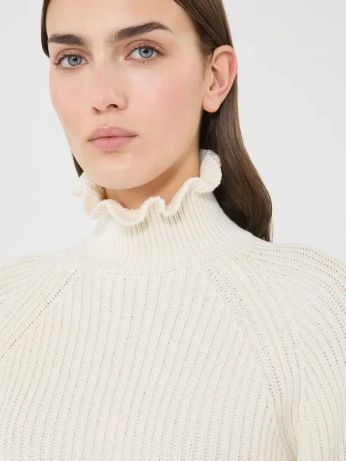 Cotton cordonnet cropped jumper, white Cotton cordonnet cropped jumper, white
