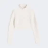 Cotton cordonnet cropped jumper, white Cotton cordonnet cropped jumper, white