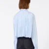 Cotton cropped shirt with pleated back, light blue Cotton cropped shirt with pleated back, light blue