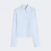 Cotton cropped shirt with pleated back, light blue Cotton cropped shirt with pleated back, light blue